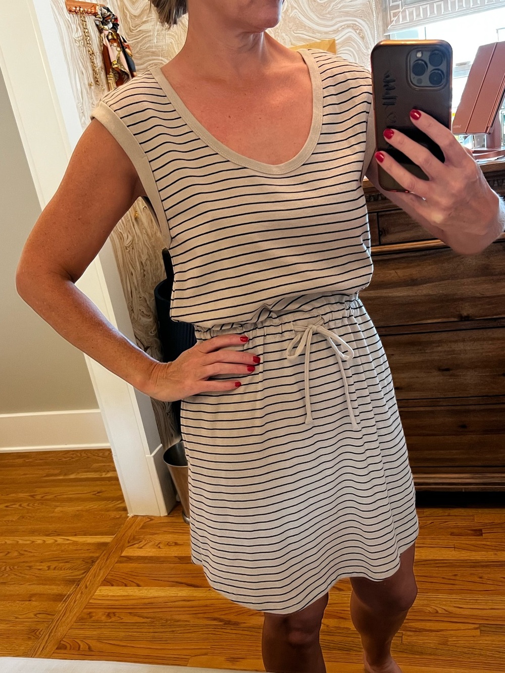NWT Z Supply Dayshift Striped Mini Dress Size Small Beige Black